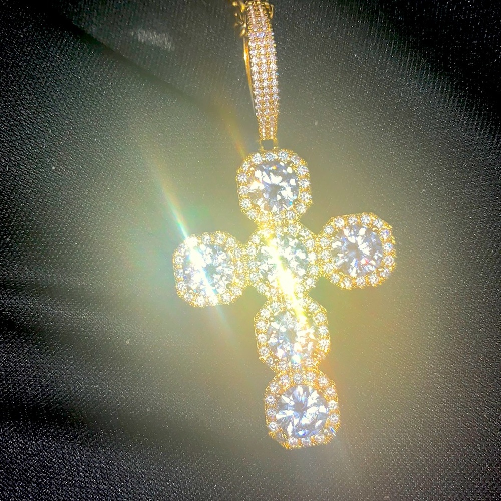 Gold Iced Out Diamond Studded Cross